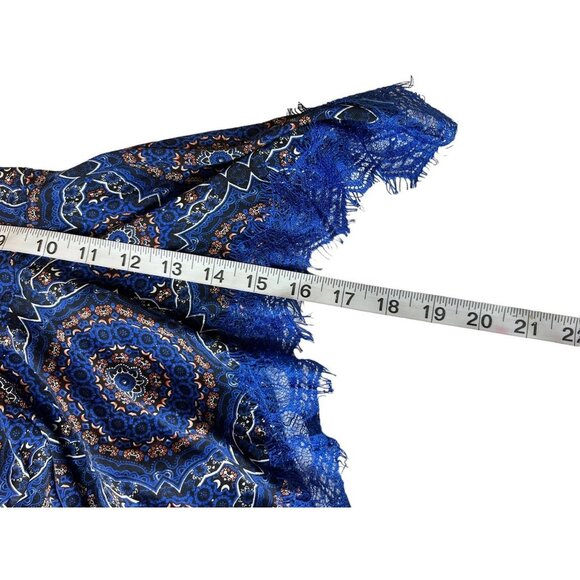 Paisley Vine Women's Navy Mustard Scoop Neck 3/4 Bell Sleeve Tunic Dress - Picture 5 of 6